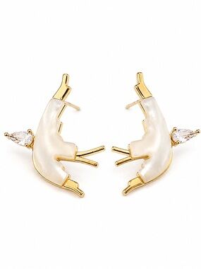 Mother’s Day 🌺 Bird Earrings of Mother of Pearl With Zirconia 925 Sterling